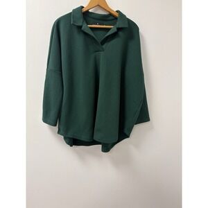 Tuckernuck Pomander Place Long Sleeve Carlyn Polo Sweater Sz M/L Hunter Green